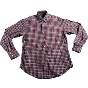 Polo Ralph Lauren Shirt Men M Red Black Green Plaid Custom Fit Long Sleeve Pony